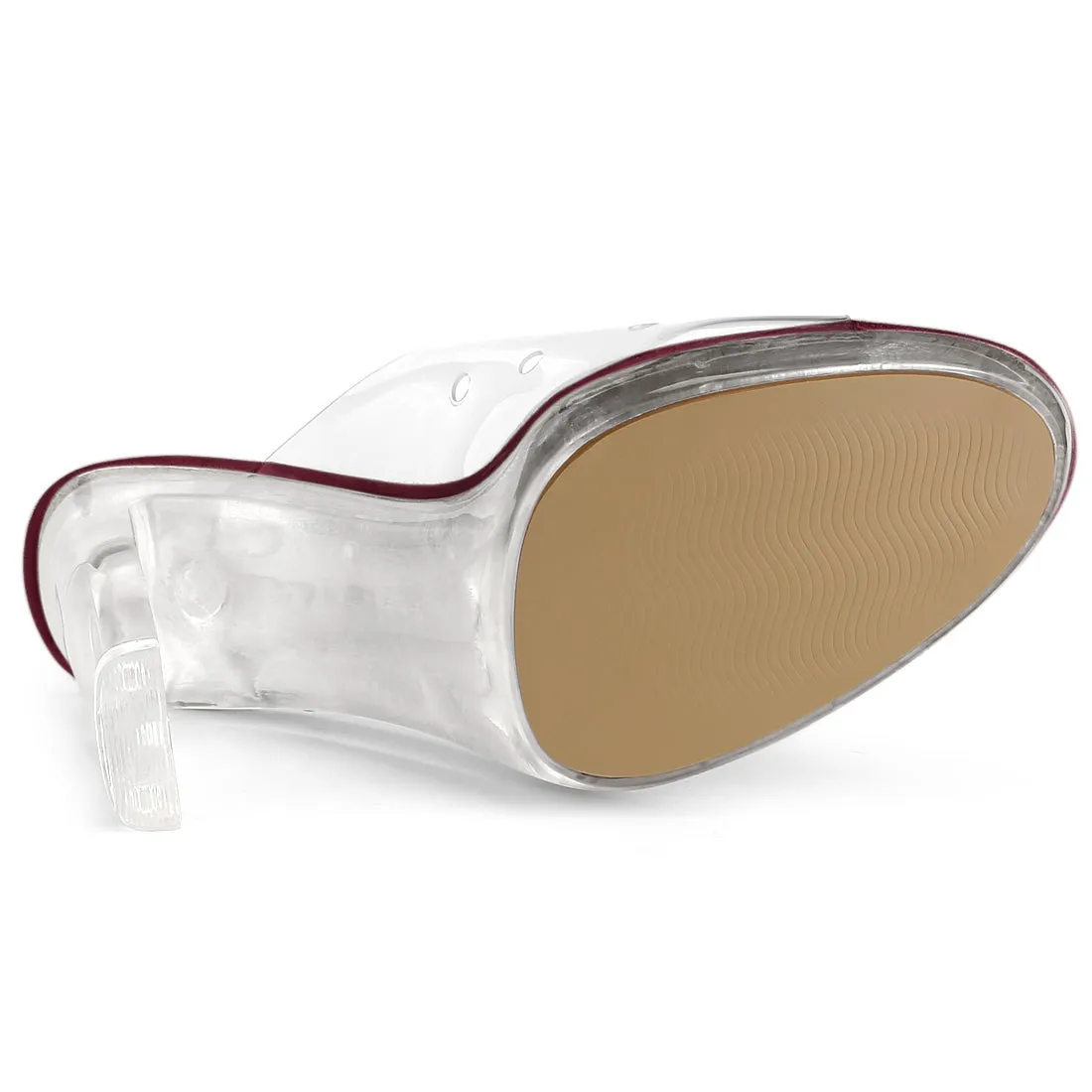 Clear Heel Platform Open Toe Chunky Slides Sandals