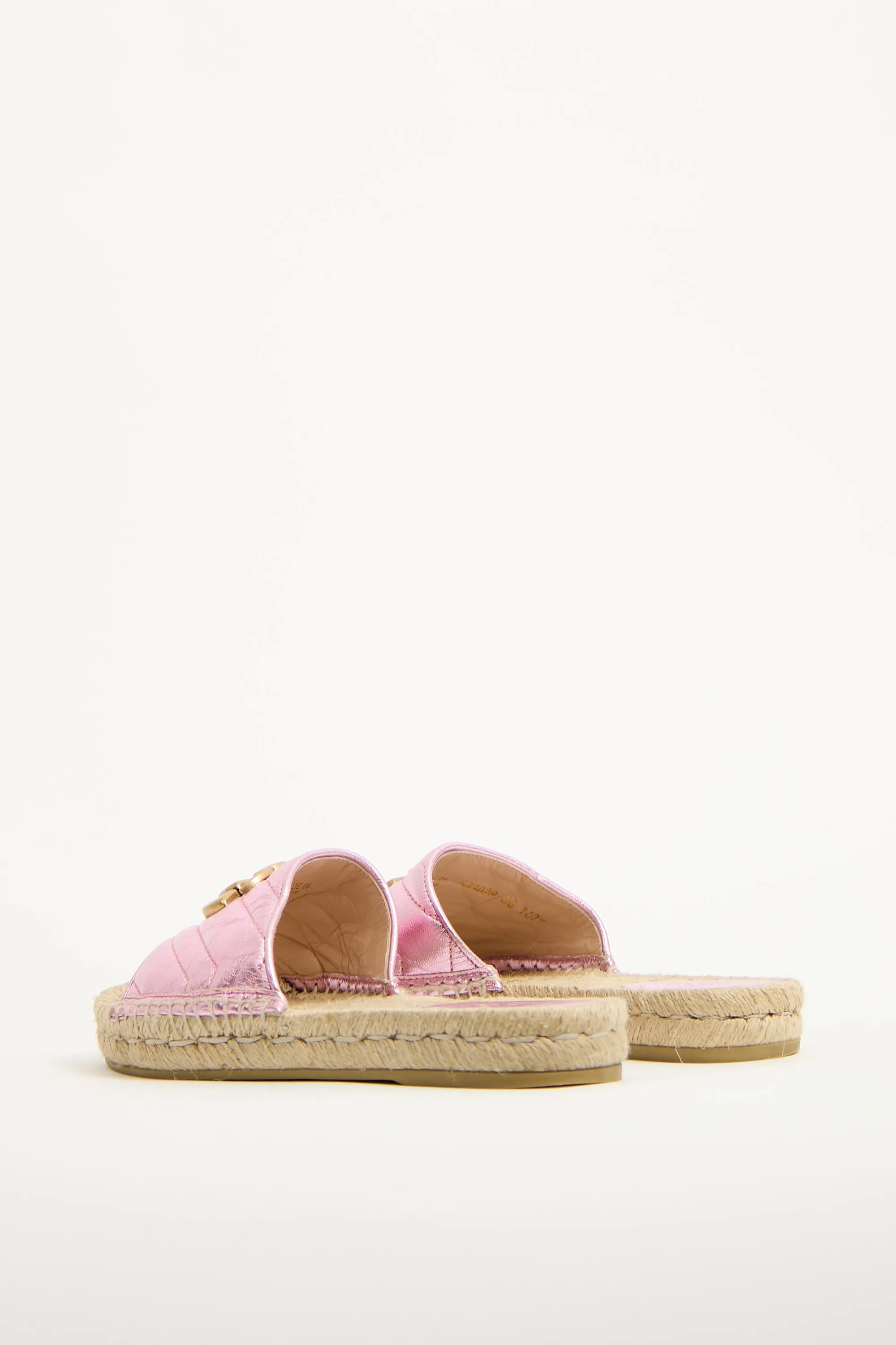 Pink Matelassé Leather GG Espadrille Slide