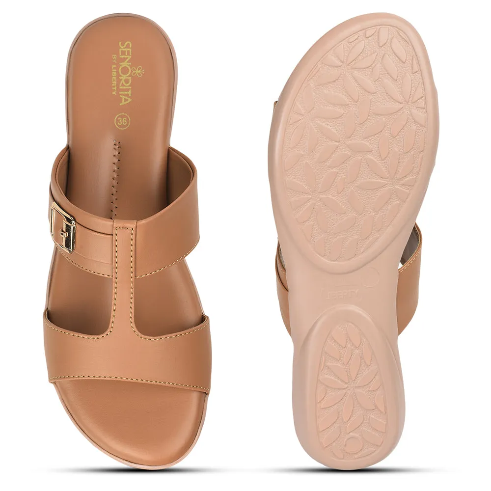 Senorita Casual Tan Slippers For Women MK-202 By Liberty