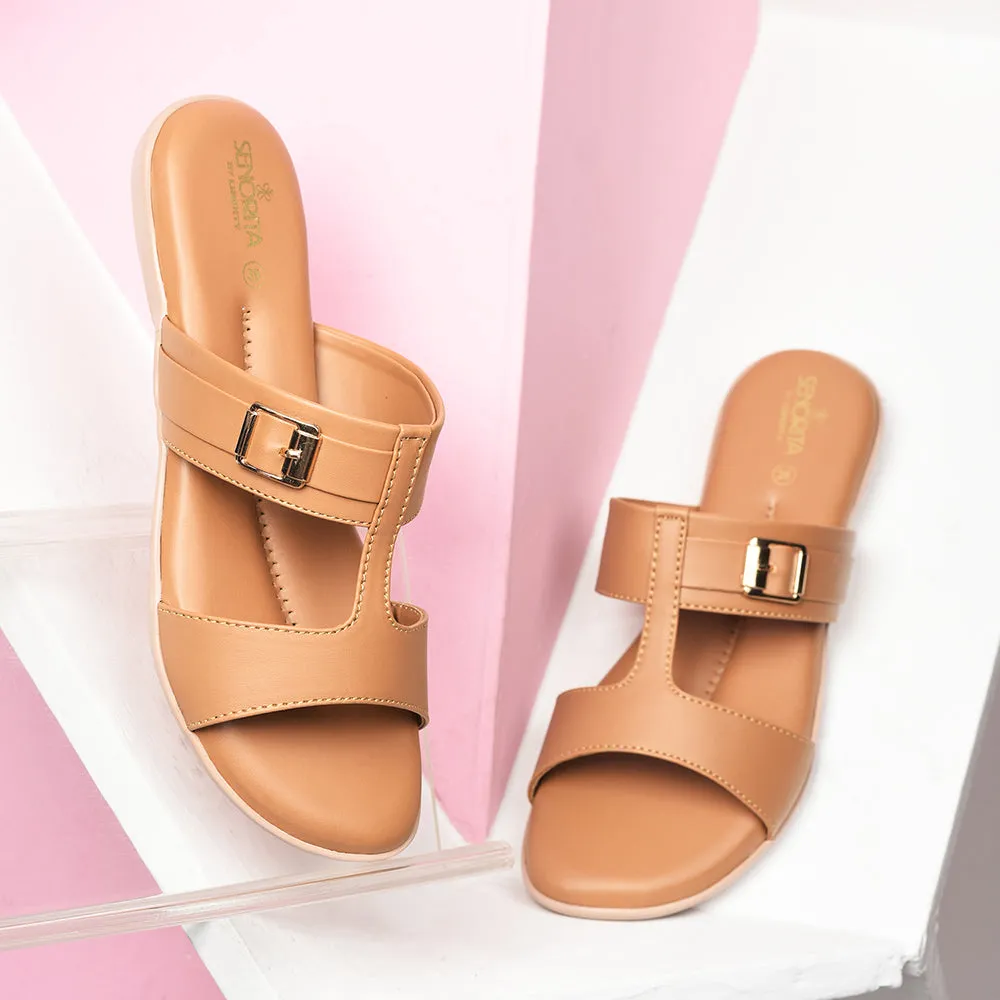 Senorita Casual Tan Slippers For Women MK-202 By Liberty
